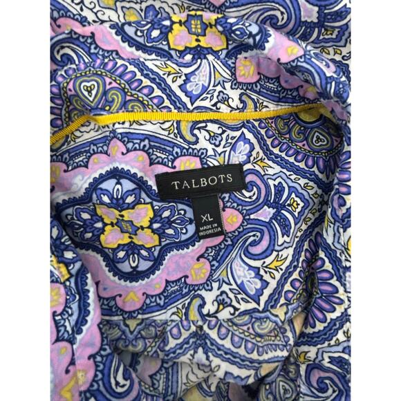 Talbots Blouse Size XL Pink Paisley Kaleidoscope Officecore Preppy Spring - Picture 9 of 10
